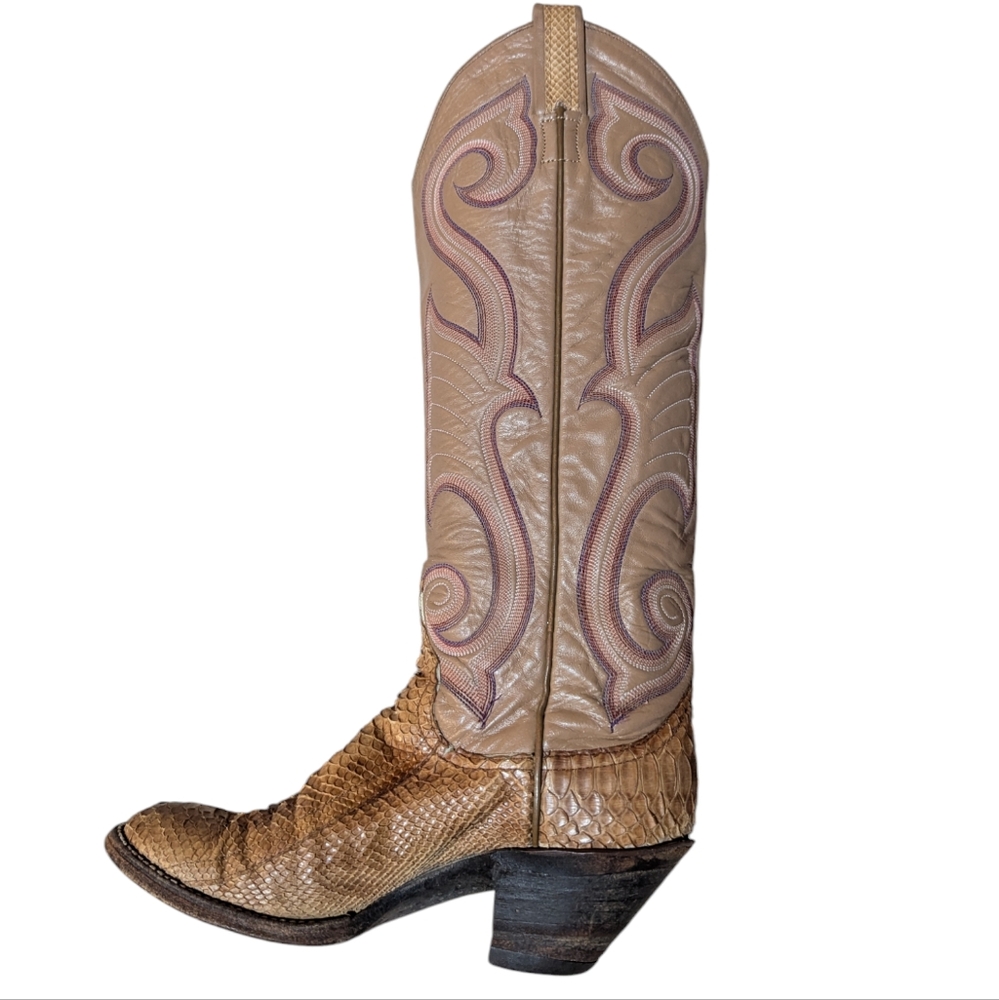 Larry Mahan Brown and Pink Heeled Boots